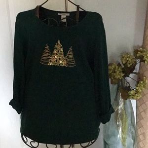 Green Christmas Tee/tree design  size 2X